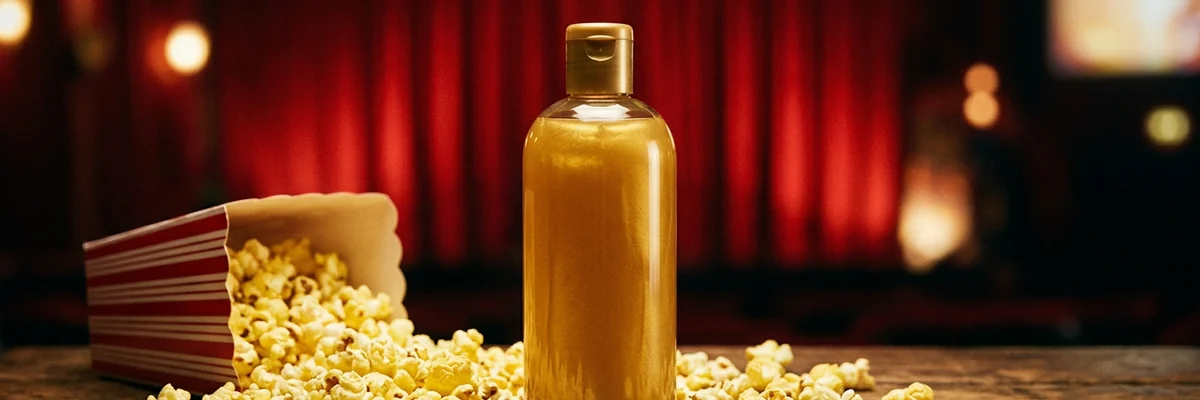 Bol de pop corn et gel douche doré style cinéma