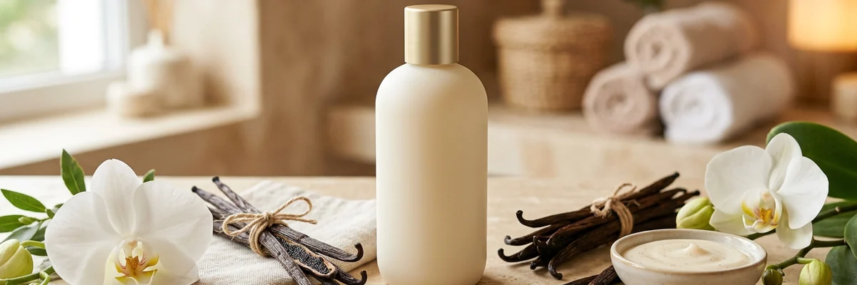 Gousses de vanille et gel douche ivoire onctueux